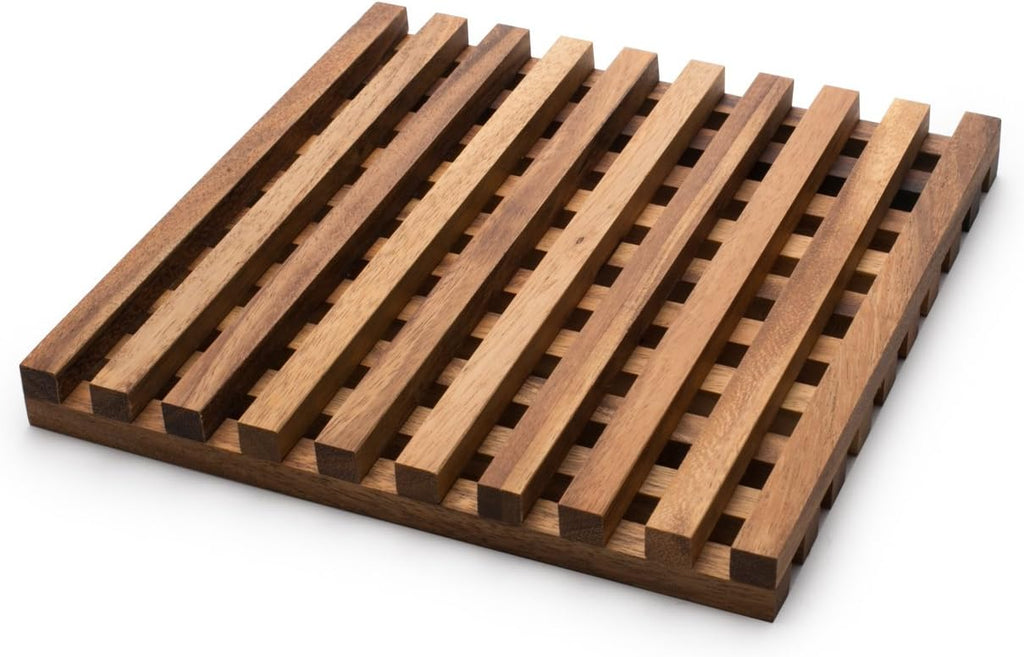 Venetian Trivet, 10 x 10 x 1 inches, Acacia Wood