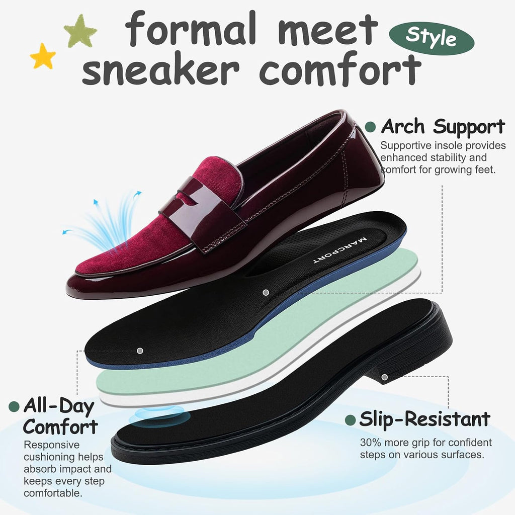 Boys Dress Shoes Tuxedo Patent Classic Velvet Slip-on Kids Boys Loafers