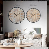 24 Inch Grand Farmhouse Wall Clock, Vintage-Inspired Wood & Metal Design with Large Etched Numbers