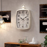Menterry Large Retro Rectangle Wall Clock, White Antique Vintage Style