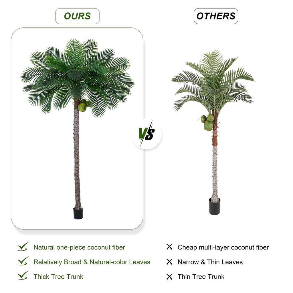 10ft Tall Artificial Phoenix Palm Tree with 3 Coconut Fruits, Large Fake Tropical Silk Tree Outside, Fake Tree