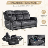 Power Reclining Sofa with Zero Gravity, Adjustable Headrest, Electric Reclining Couch with Wireless Charge, Outlets