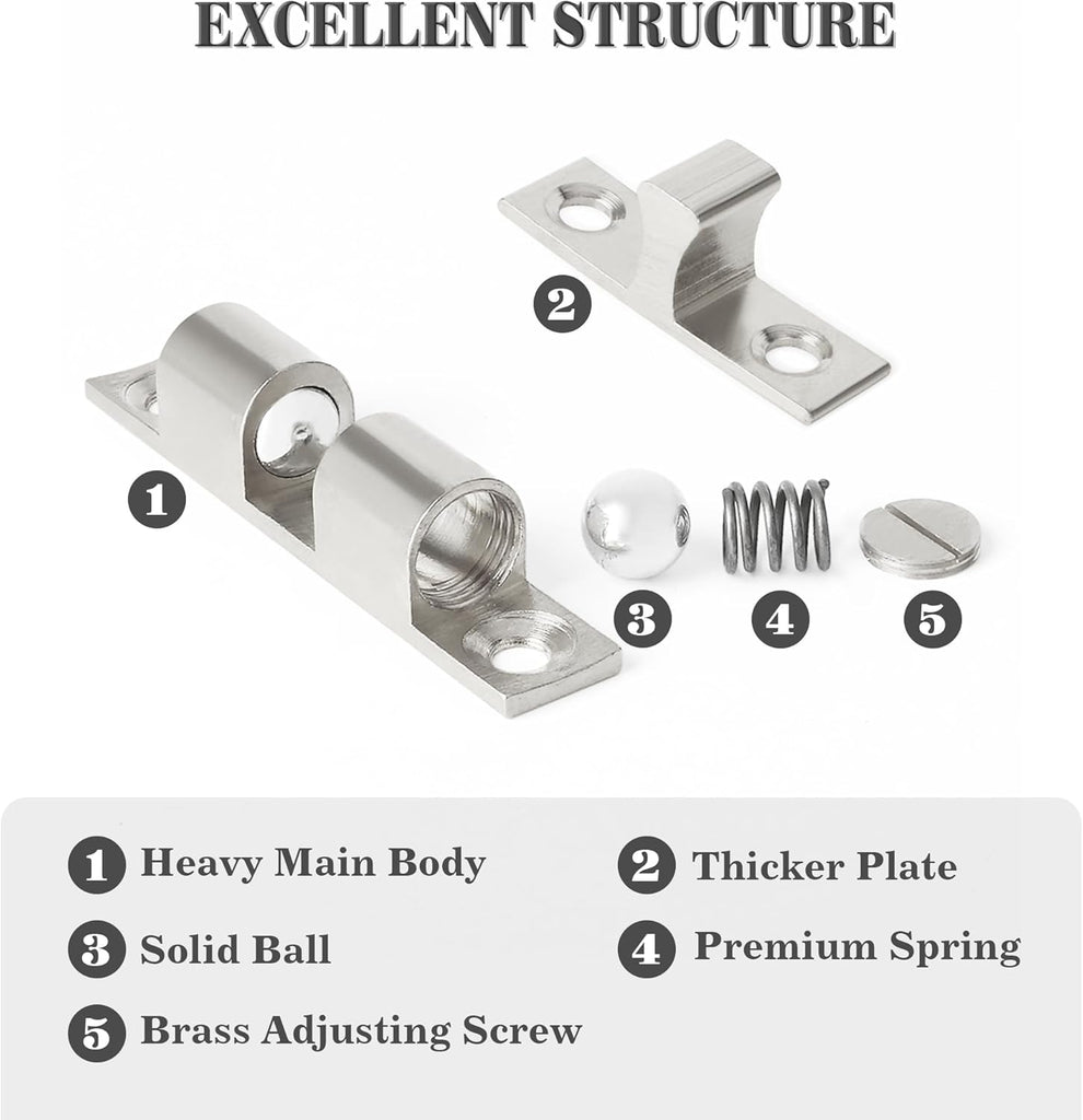 Double Roller Catch Cabinet Latches,Adjustable Double Ball Tension Roller Catch Latch Brass Cabinet Door Latch,67mm