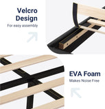 Queen Platform Bed Frame with Fabric Upholstered Headboard and Wooden Slats Support