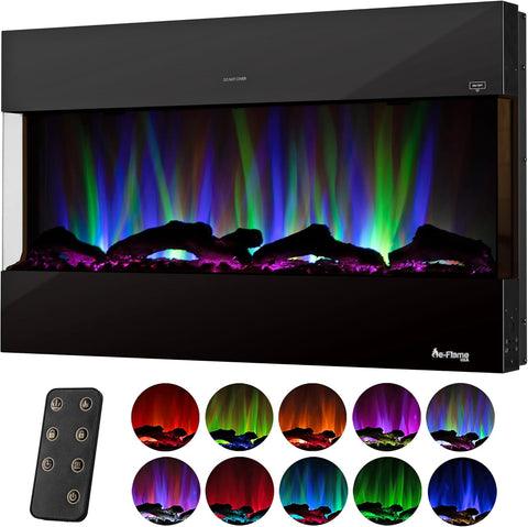 E-Flame USA Hampshire 36-inch Wall Mount/Wall Insert LED Electric Fireplace Heater with Timer