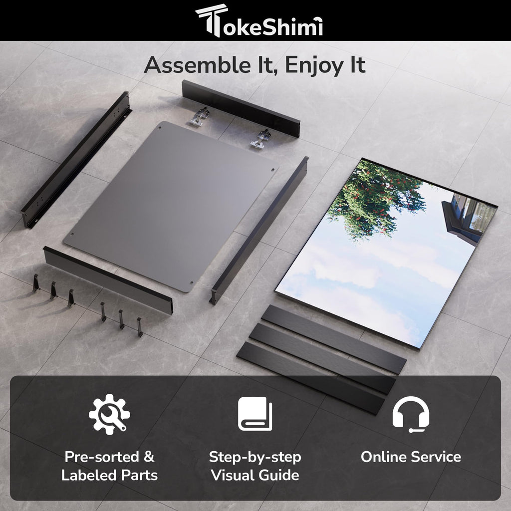 16 x 20 Medicine Cabinet Mirror, Black Aluminum Frame