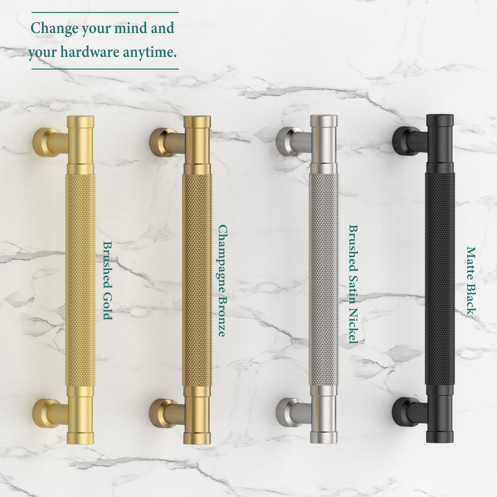 10 Pack Brushed Gold Knurled Cabinet Pulls 7.5 Inch(192MM) Hole Centers Kitchen Cabinet Handles for Drawer, Cupboard