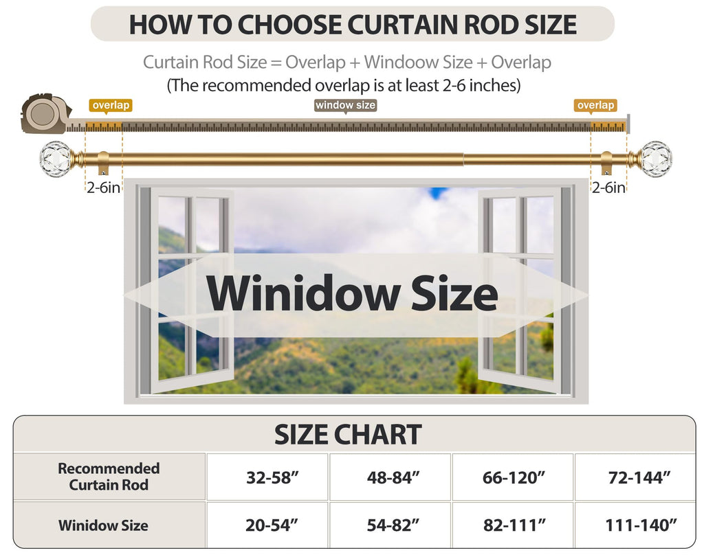 Gold Curtain Rods for Windows 32-58 Inches Heavy Duty Drapery Rod