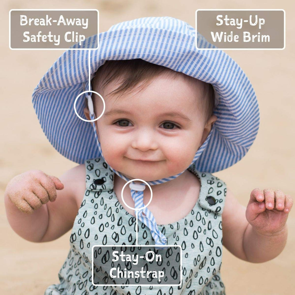 Sun Protection Baby Bucket Hat with Adjustable Strap (S:, Narwhale)