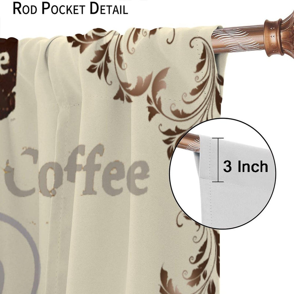 Coffee Curtains Hand-Painted Cups Victorian Floral Abstract Artistic Signature & Heart Design Afternoon Tea Time