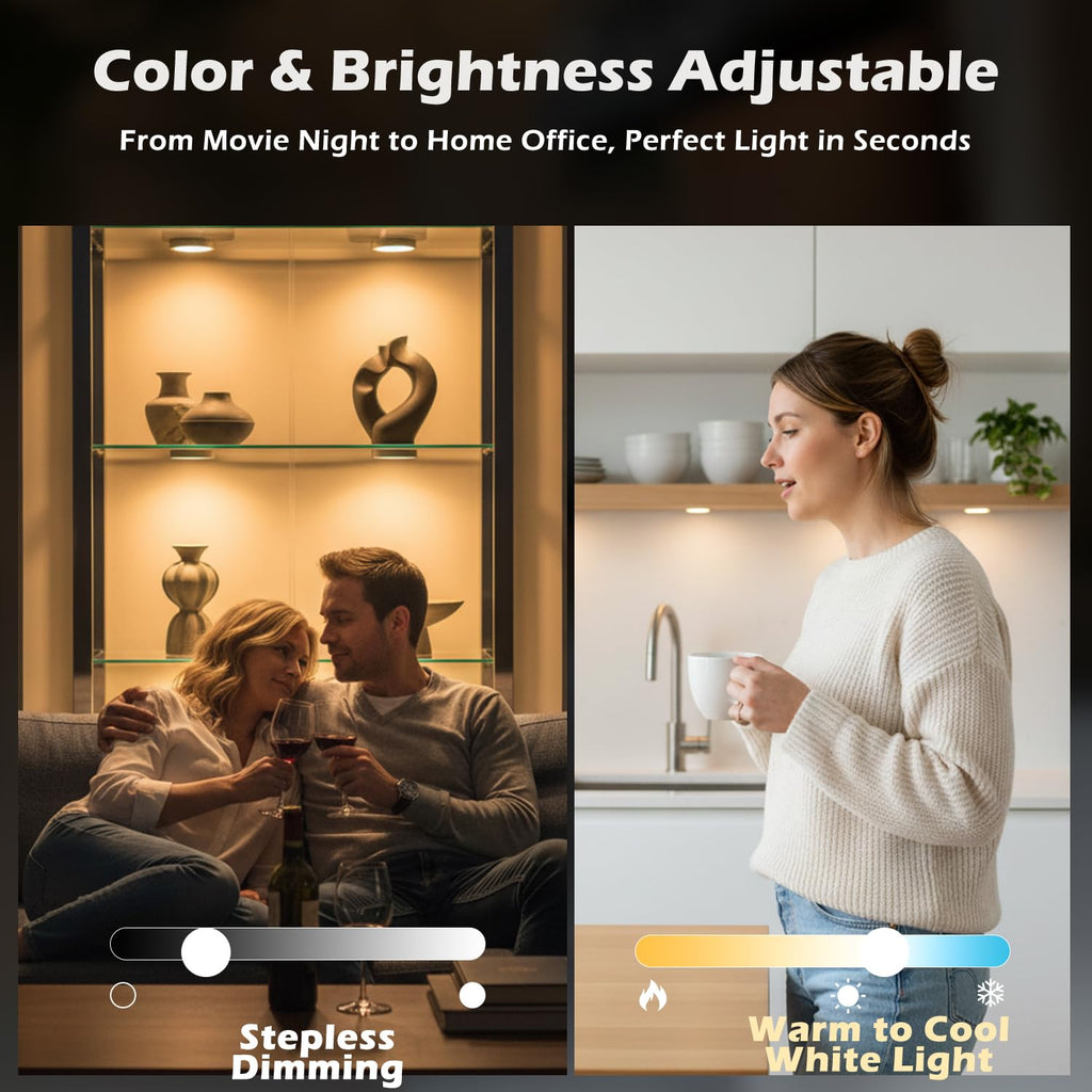Smart LED Puck Lights 6-Pack, WiFi Alexa Cabinet Display Lighting
