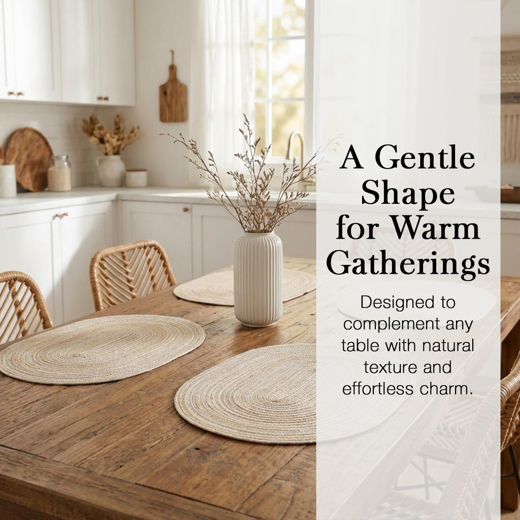 Placemats Set of 4, Woven Oval Braided Dining Table Mats(Beige)