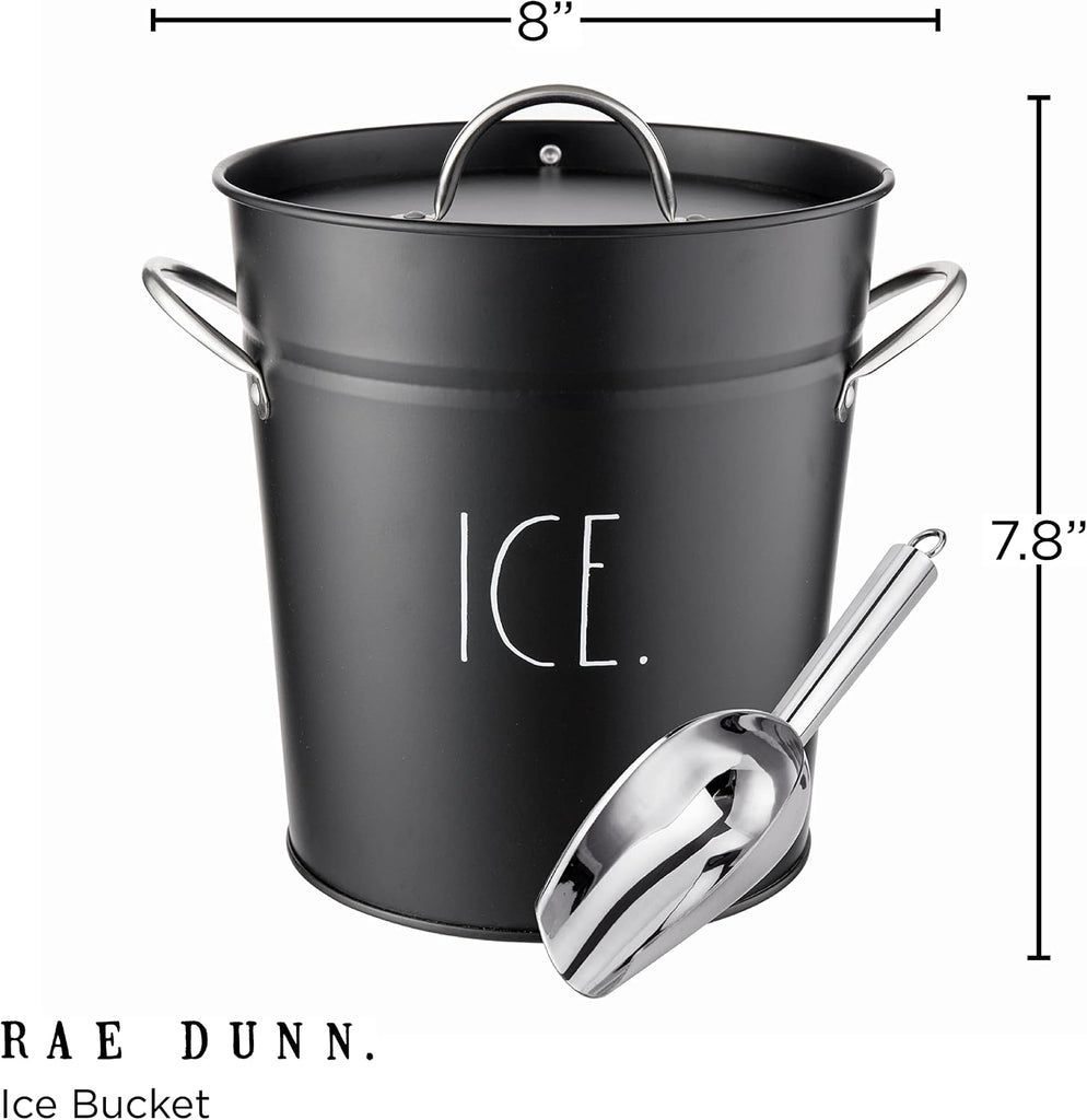 Ice Bucket with Scoop - Stainless Steel Bucket with Handle, Lid and Ice Scooper - 4 Qt. Storage Bin for Ice Cubes