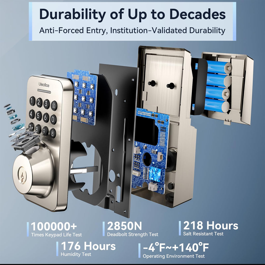 Fingerprint Deadbolt Door Lock for Front Door with Handle