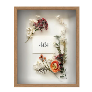 16" x 20" Original Golden Oak Wooden Shadow Box Frame - Soft Felt Back, Tempered Glass, and Included Elegant White