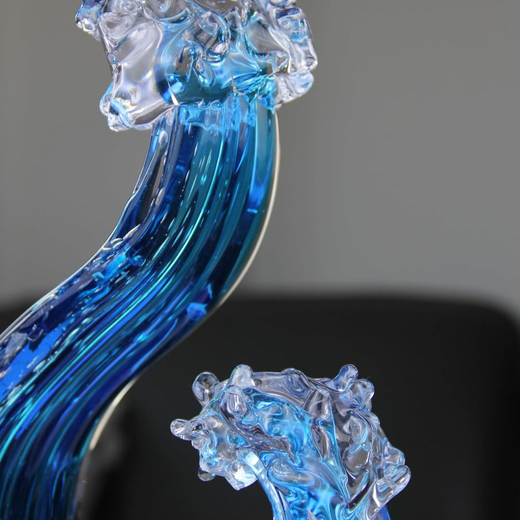 14in Hand Blown Blue Ocean Wave Murano Style Glass Sculpture Home Decor - Set of 50