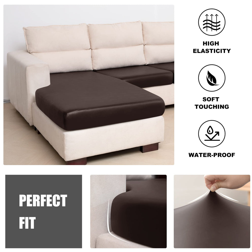 Sectional Couch Covers 4 Piece Sofa Cushion Covers for L Shape PU Leather Separate Cushions Couch Chaise Slip Cover
