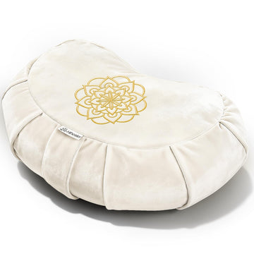 Premium Crescent Meditation Cushion, Buckwheat Yoga Bolster Pillow