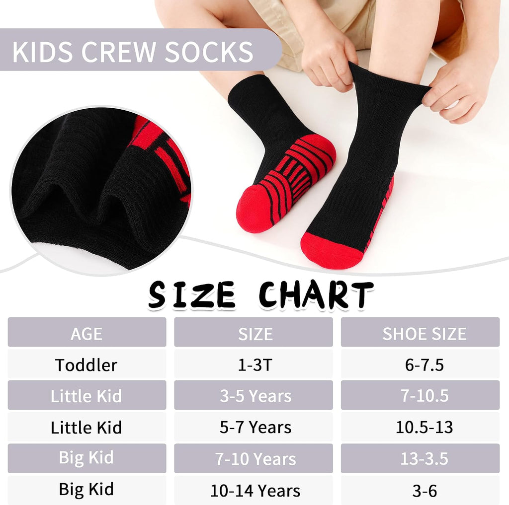 12 Pairs Kids Socks Boys Crew Athletic Cotton Socks