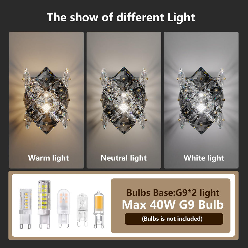 Modern Crystal Wall Sconces,Chrome Wall Light Fixtures,Luxury Indoor Wall Lamp,K9 Crystal Vanity Wall Mount
