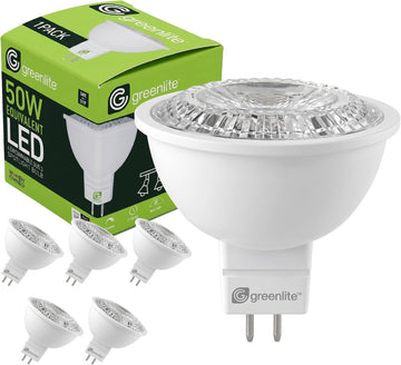 MR16 LED Bulbs, 50W Equiv. 2 Pin Light Bulbs, 6.5W, 5000K, 6 Pack