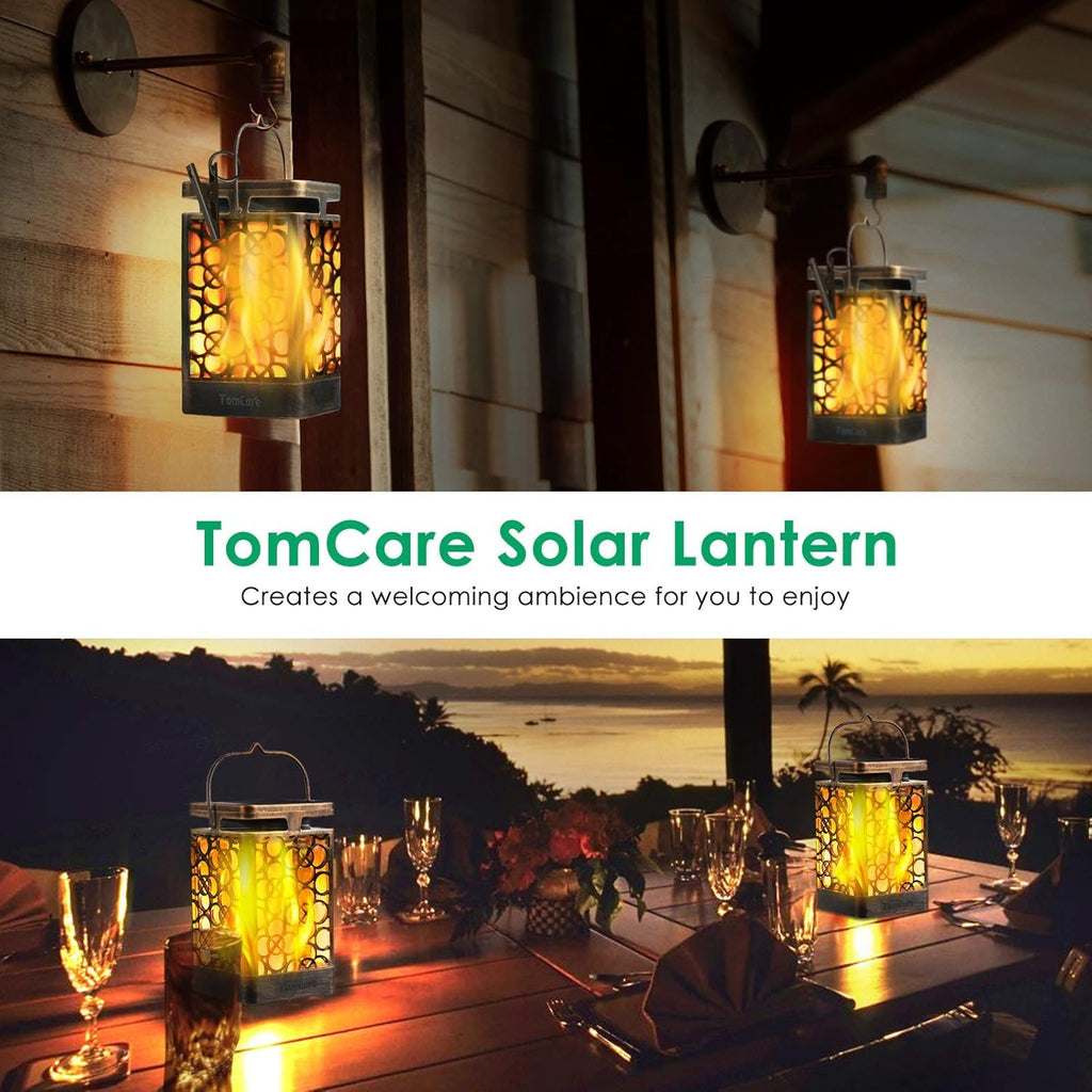 Solar Lanterns Outdoor, Flickering Flame Hanging Lights, 4 Pack