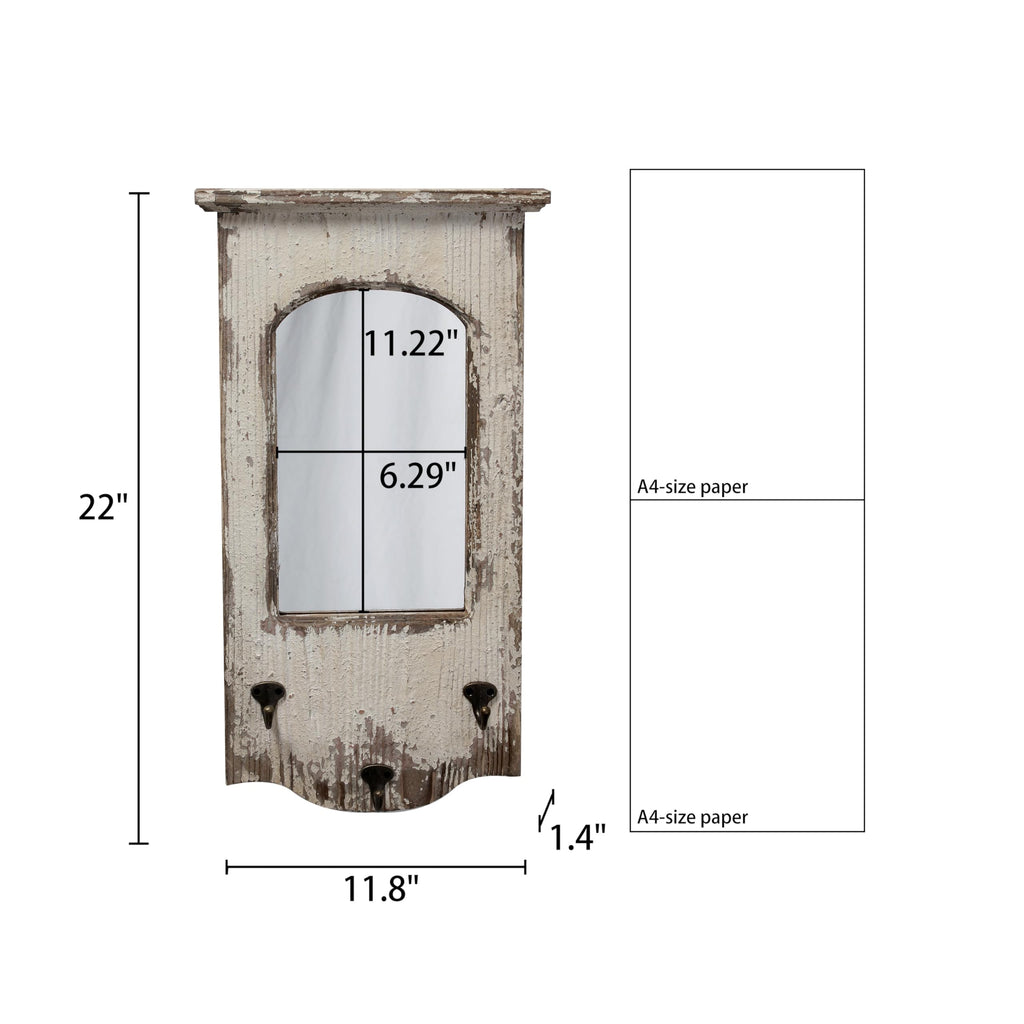 Farmhouse Entry Way Mirrors for Wall with 3 Metal Hooks