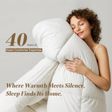 Luxury Feather Down Fiber Comforter Queen, Ultra-Soft Cotton-Blend Fabric