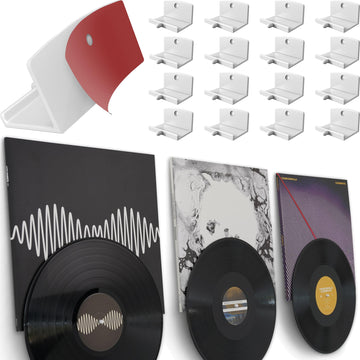 Adhesive Vinyl Wall Mount (16-Pack) - Dual Display Album and Disc, Strong Hold Record Holder Wall, Record-Safe Easy