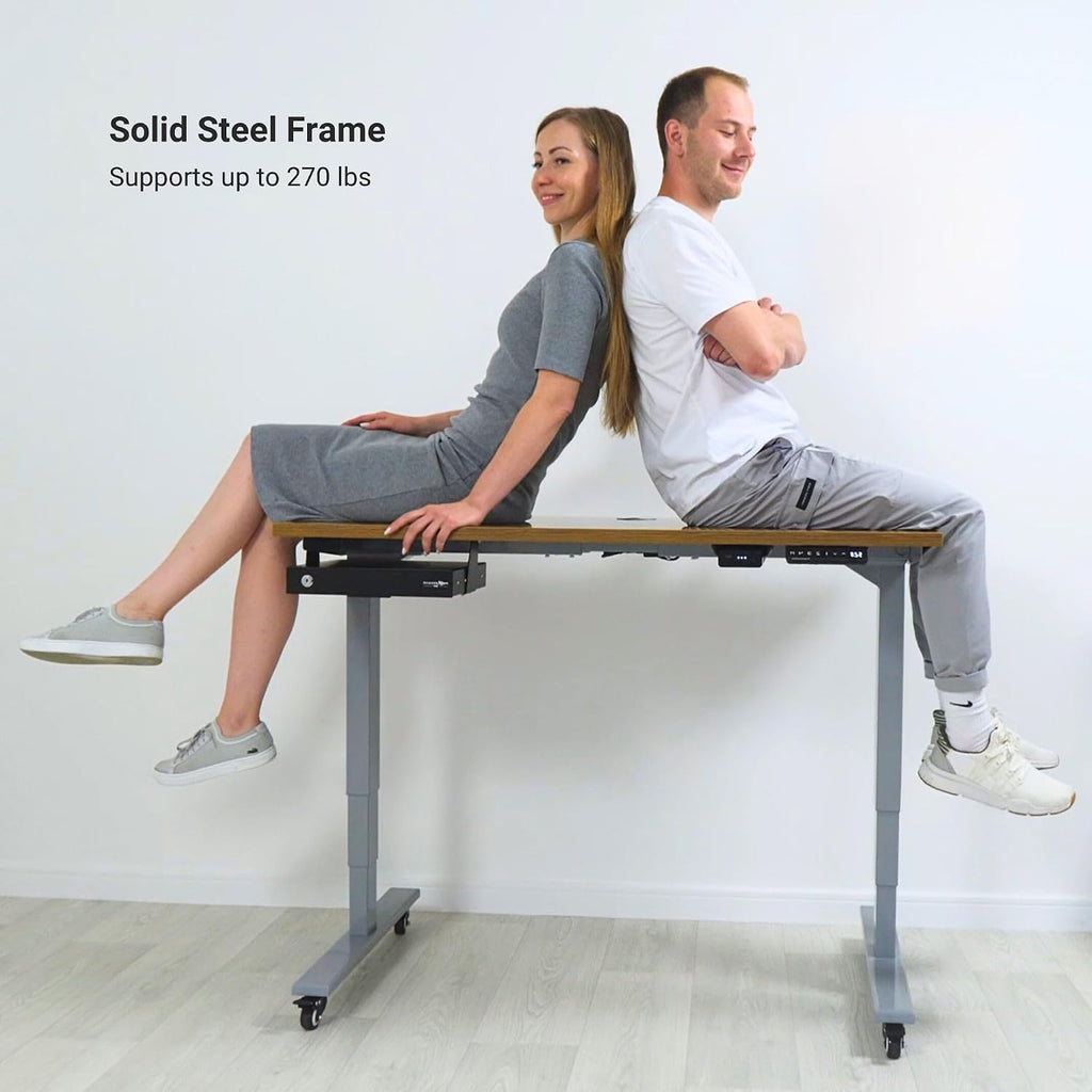 Stand Up Height Adjustable Electric Standing Desk - 48" x 30" with Dual Motor, 3 Stages Sit Stand Table - Dark