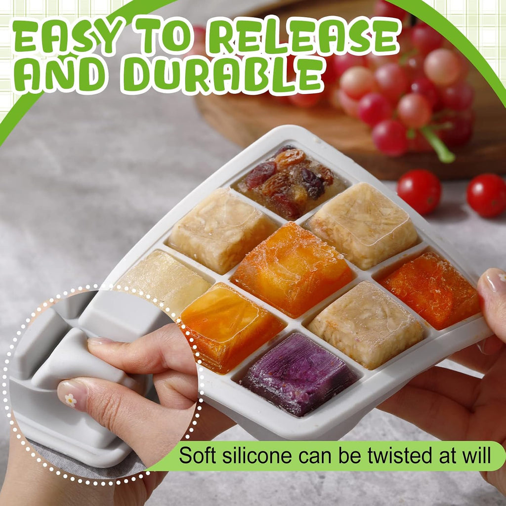 Silicone Baby Food Storage Containers with Lids, Freezer Trays