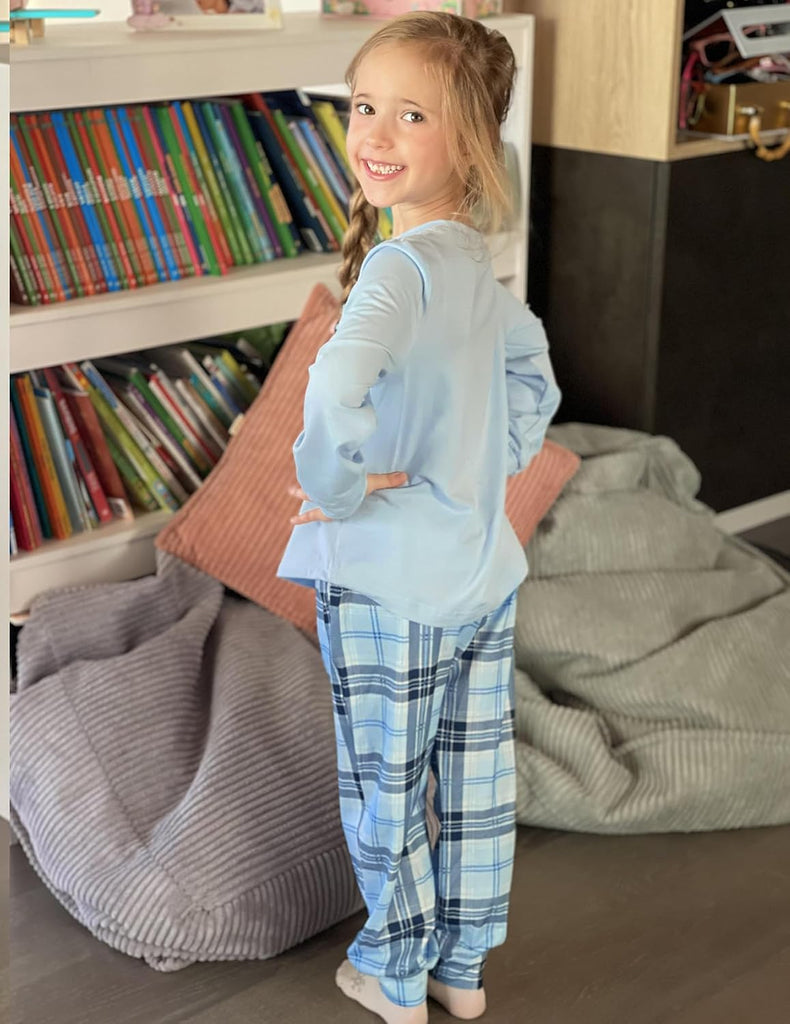 Pajamas for Girls Long Sleeve Pjs Set Soft Ankle Cuff Sleepwear