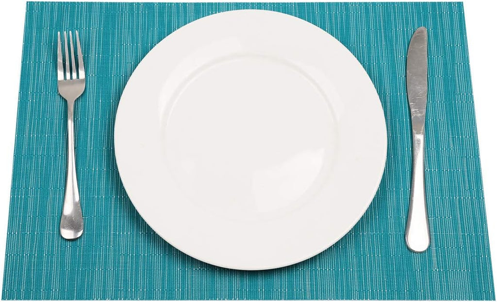 Woven Vinyl Placemats Wipe Clean Wasahble Place Mats for Dining Table Heat Resistant Non Slip Table Mats (6 - Set of 6