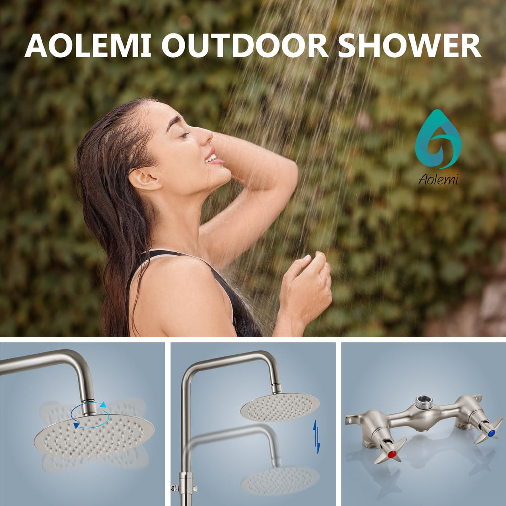 Outdoor Shower Kit 8 Inch Head,Brushed Nickel