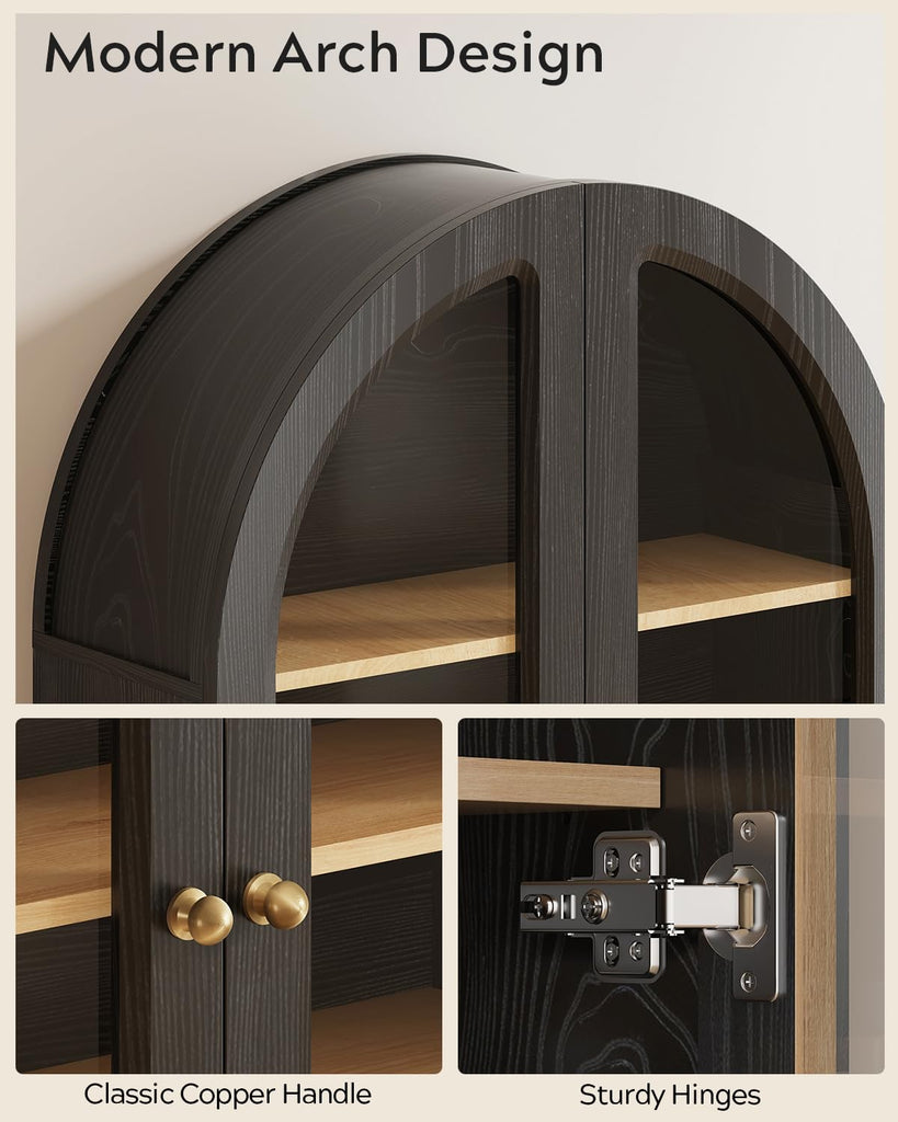 Arched Wall Cabinet, Large Bathroom Medicine Cabinet Wall Mounted Cupboard, Modern Floating Storage Cabinet with