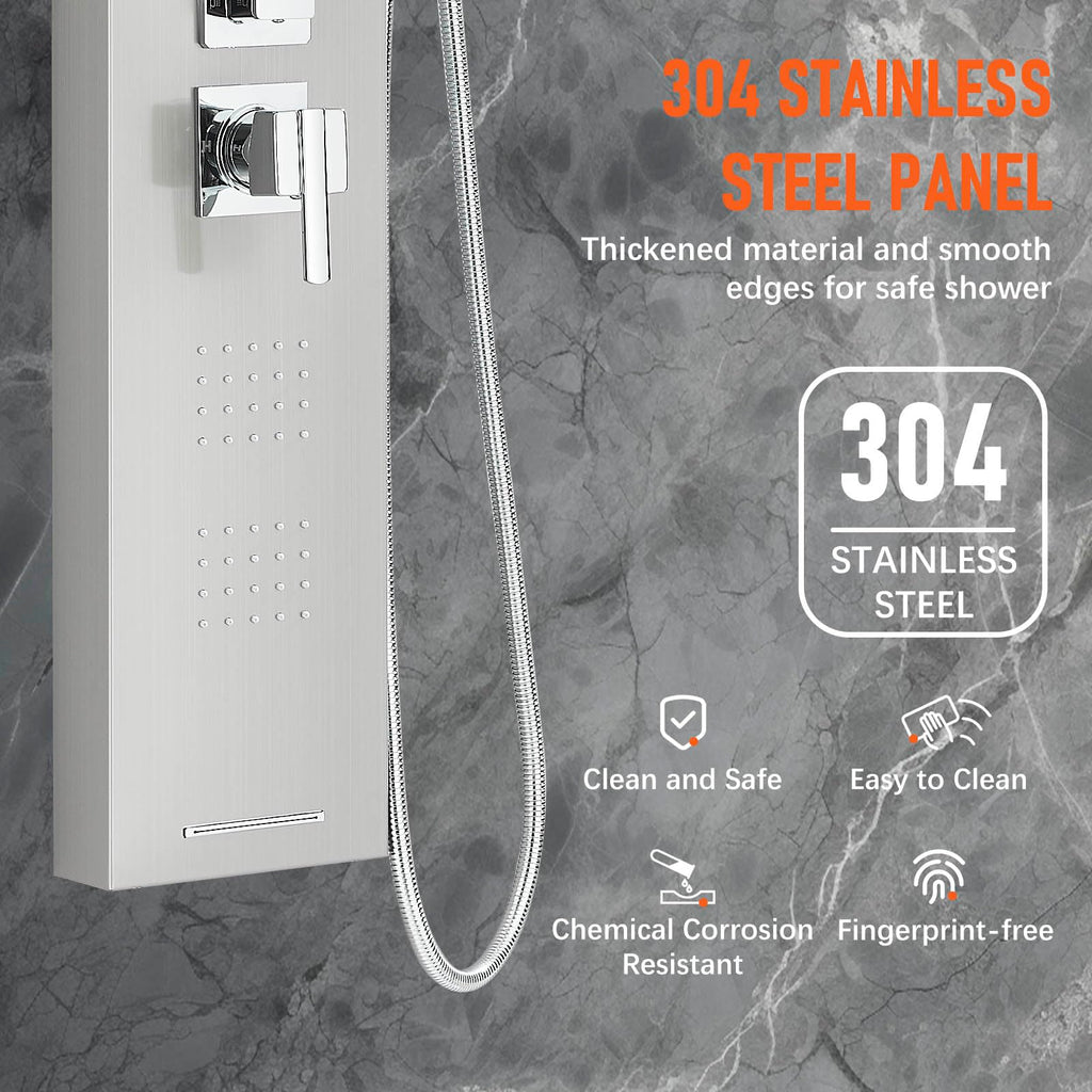FUZ Brushed Nickel Stainless Steel Shower Panel Tower System