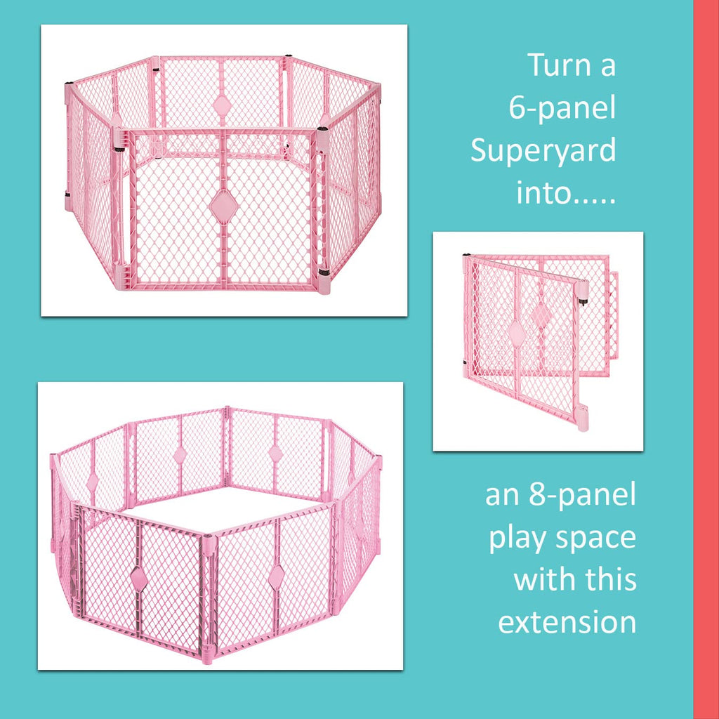 6-Panel, 18.5 SqFt Baby Playard; Pink