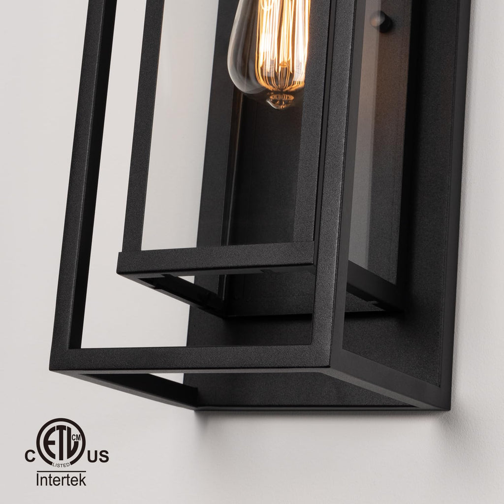 18" Modern Outdoor Porch Wall Light, Matte Black, 1 Pack