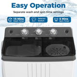 Portable Washing Machine, Twin Tub 20 Lbs Capacity with Drain Pump, Laundry Washer 12 Lbs and Spinner 8 Lbs with Timer