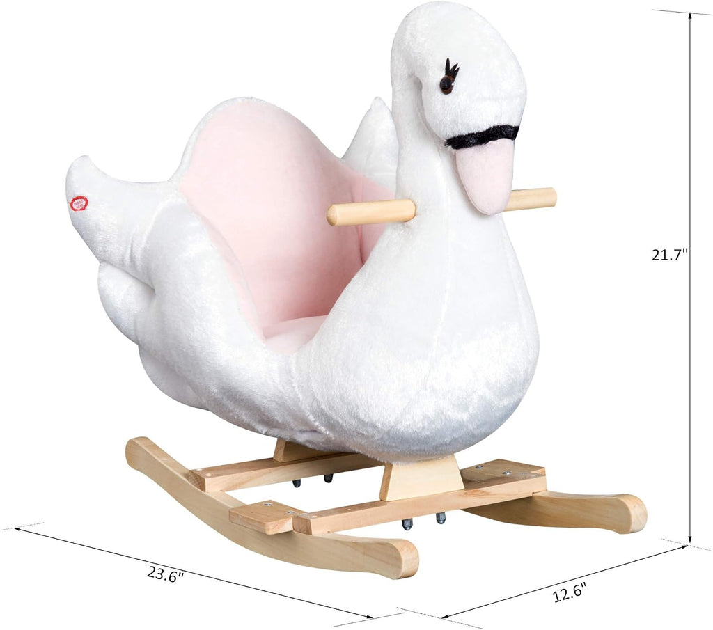 Kids Ride on Rocking Horse Swan Style Toy Over 18 Months White & Pink