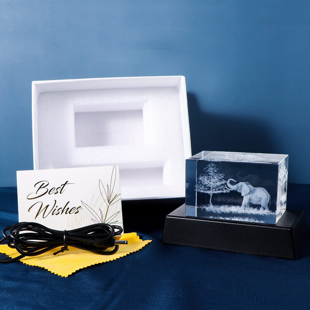 3D Crystal Elephant Decor Stuff Figurines Statue Gift for Elephant Lovers, Mother Day Birthday Gifts for Mom Mother