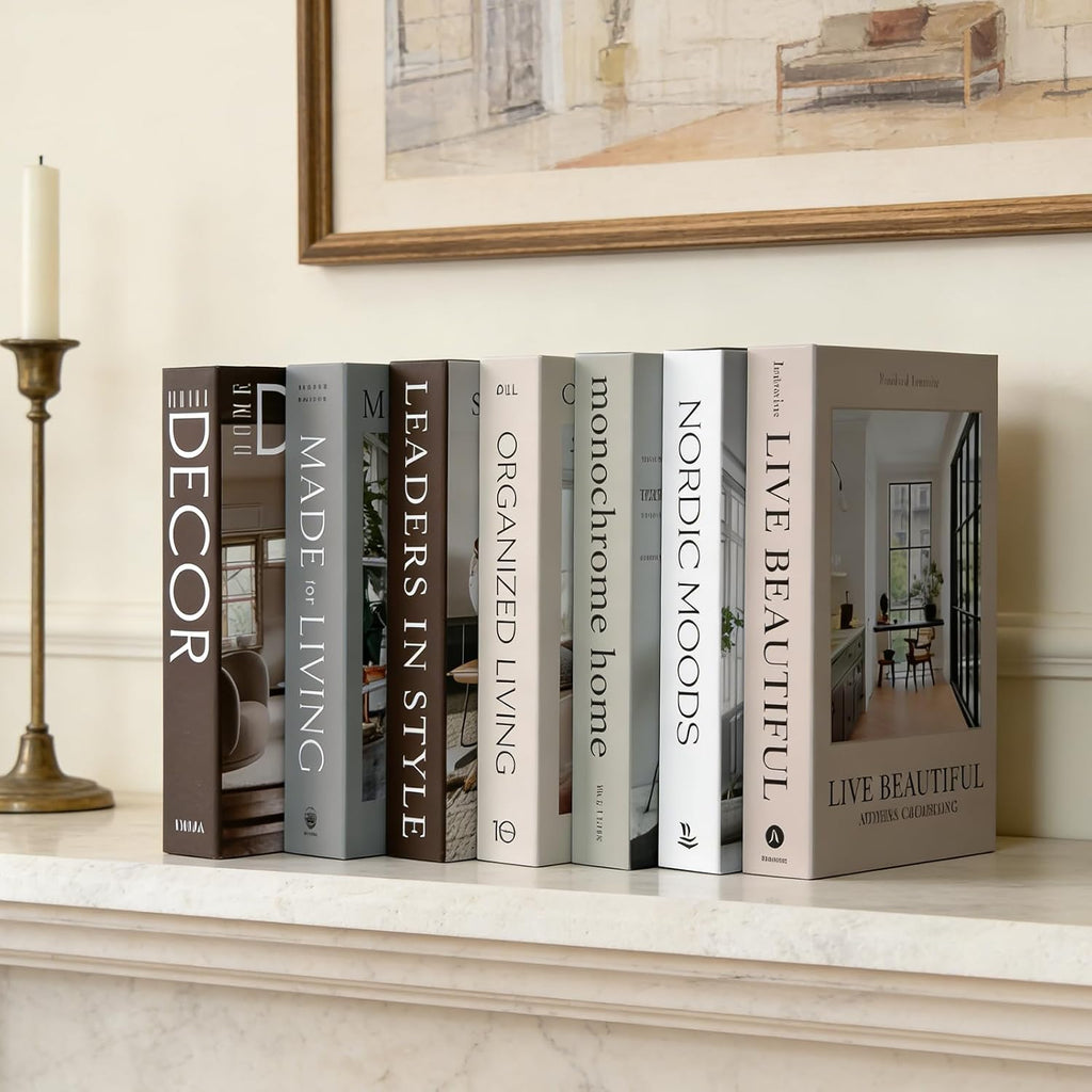 Decorative Books Decor - 7 Pcs Fake Books for Decoration, Faux Stack for Bookshelf, Coffee Table, Designer Decor Set