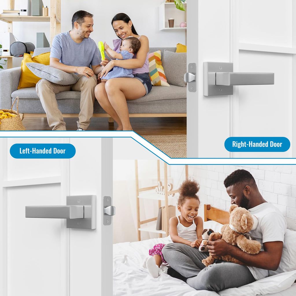 3 Pack Interior Passage Door Levers Keyless Handles Satin Nickel