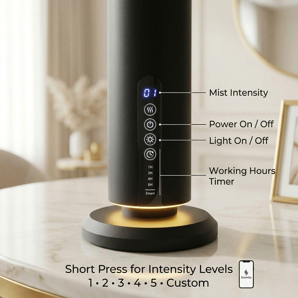 Wireless Waterless Scent Diffuser, App Control, 1500 Sq. Ft Black