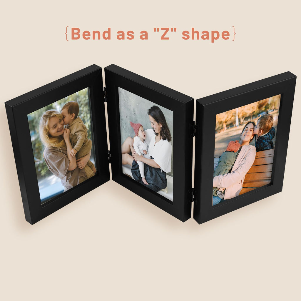 5x7 Triple Picture Frame Black- Real Glass, 1 Pack