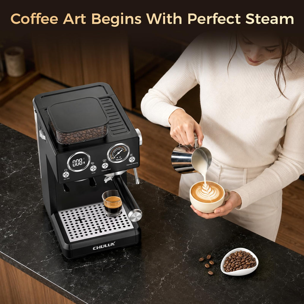 Nero 20Bar Espresso Machine with Conical Burr Grinder for Cappuccino