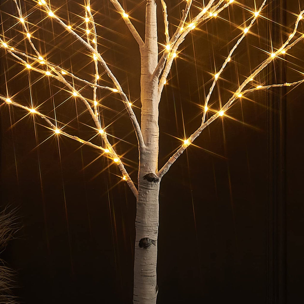 Lighted Twig Birch Tree Plug in with 8 Functions 4FT 200 Warm White and Multi Color LED Lights for Indoor Outdoor