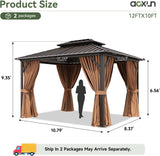 10’x12’ Hardtop Gazebo, Permanent Metal Pavilion with Galvan - Image 2