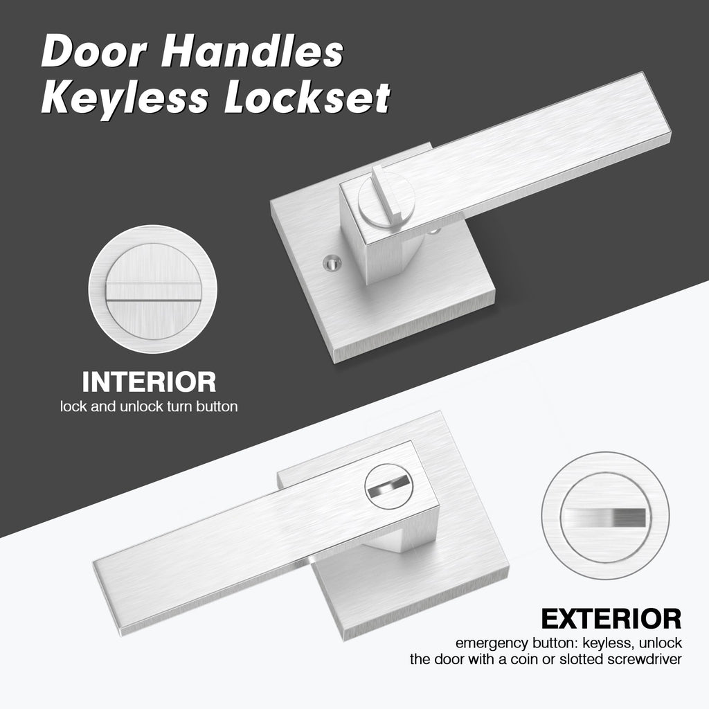 Privacy Interior Door Handle, 5 Pack Heavy Duty Door Lever Privacy Door Lock Handle Keyless Door Knobs in Satin