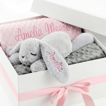 Blanket and Plush Bunny Set, Custom Blankets and Rabbit